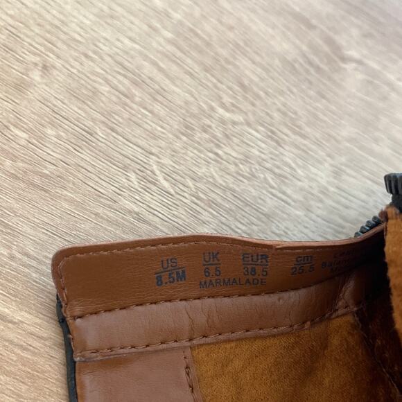 Franco Sarto Marmalade Black Leather Stacked Block Heel Booties Boots Size 8.5 - Picture 6 of 7